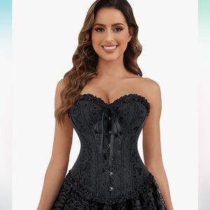 New Women's Lace Up Boned Overbust Corset Bustier Lingerie Bodyshaper Top